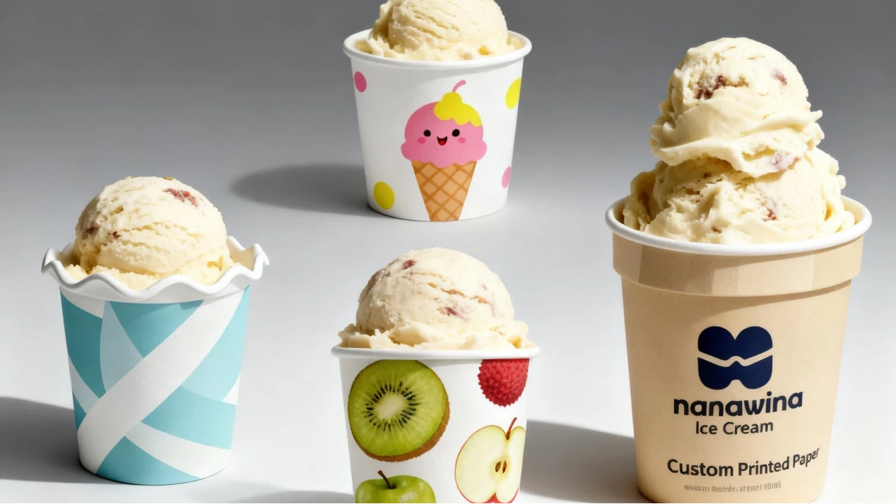 customizable Paper Ice Cream Cups 4 customizable Paper Ice Cream Cups 4
